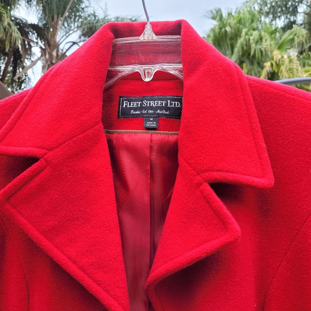 Scarcely-worn red wool winter coat by Fleet Street - Picture 6 of 6